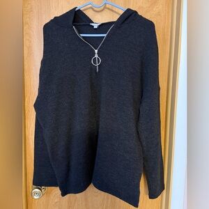 White Birch Black Half Zip-Up Sweater